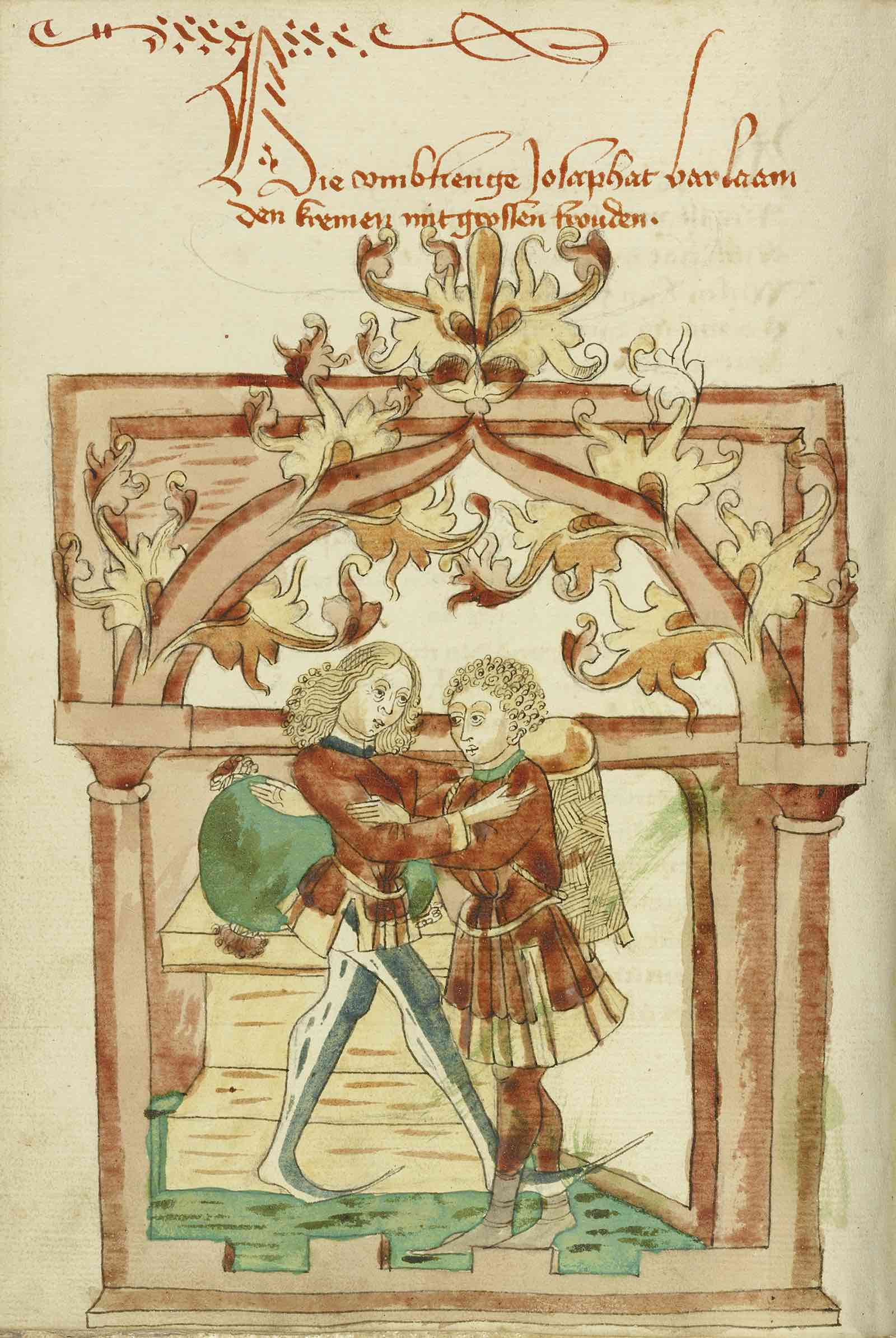 Josaphat and Barlaam Greeting Each Other, Alsatian, 1469.