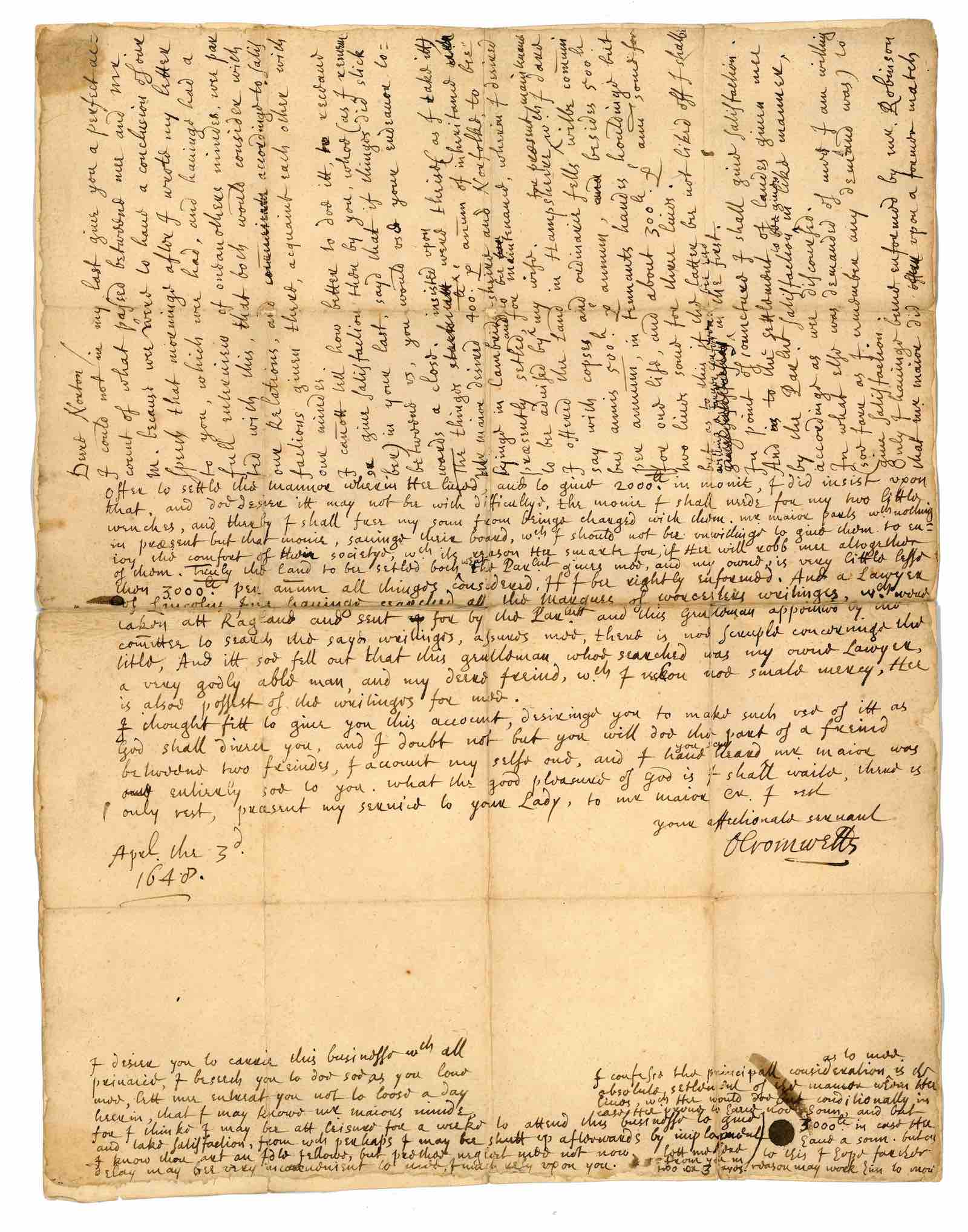 Letter by Oliver Cromwell