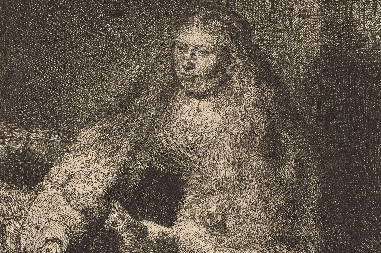 Rembrandt van Rijn, The Great Jewish Bride (Esther?), 1635