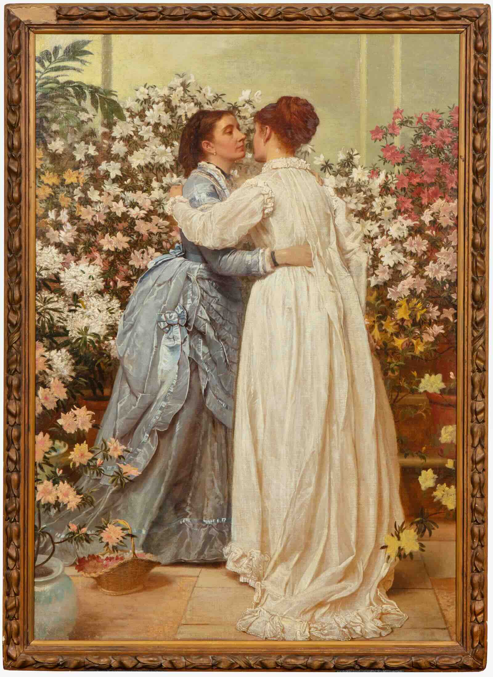Portrait of Mamie Dickens (left) and Katey Perugini (right). The artist is unknown but the painting is thought to be by someone in the circle of Katey Perugini and influenced by her style.