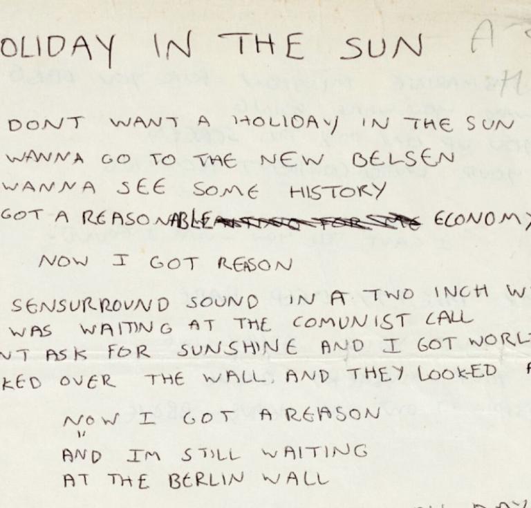 sex pistols handwritten lyrics