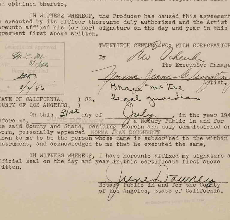 Marilyn Monroe's contract