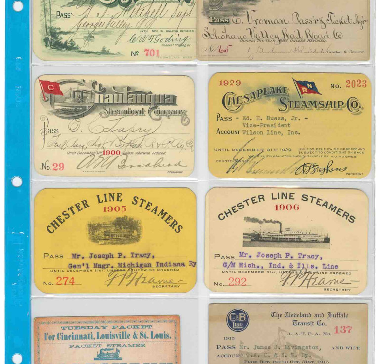 A collection of American railroad and steamer passes, 1856 – 1936